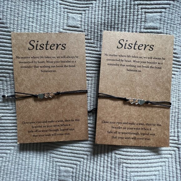 2 Matching Sisters bracelets and cards - NEW - Picture 1 of 4